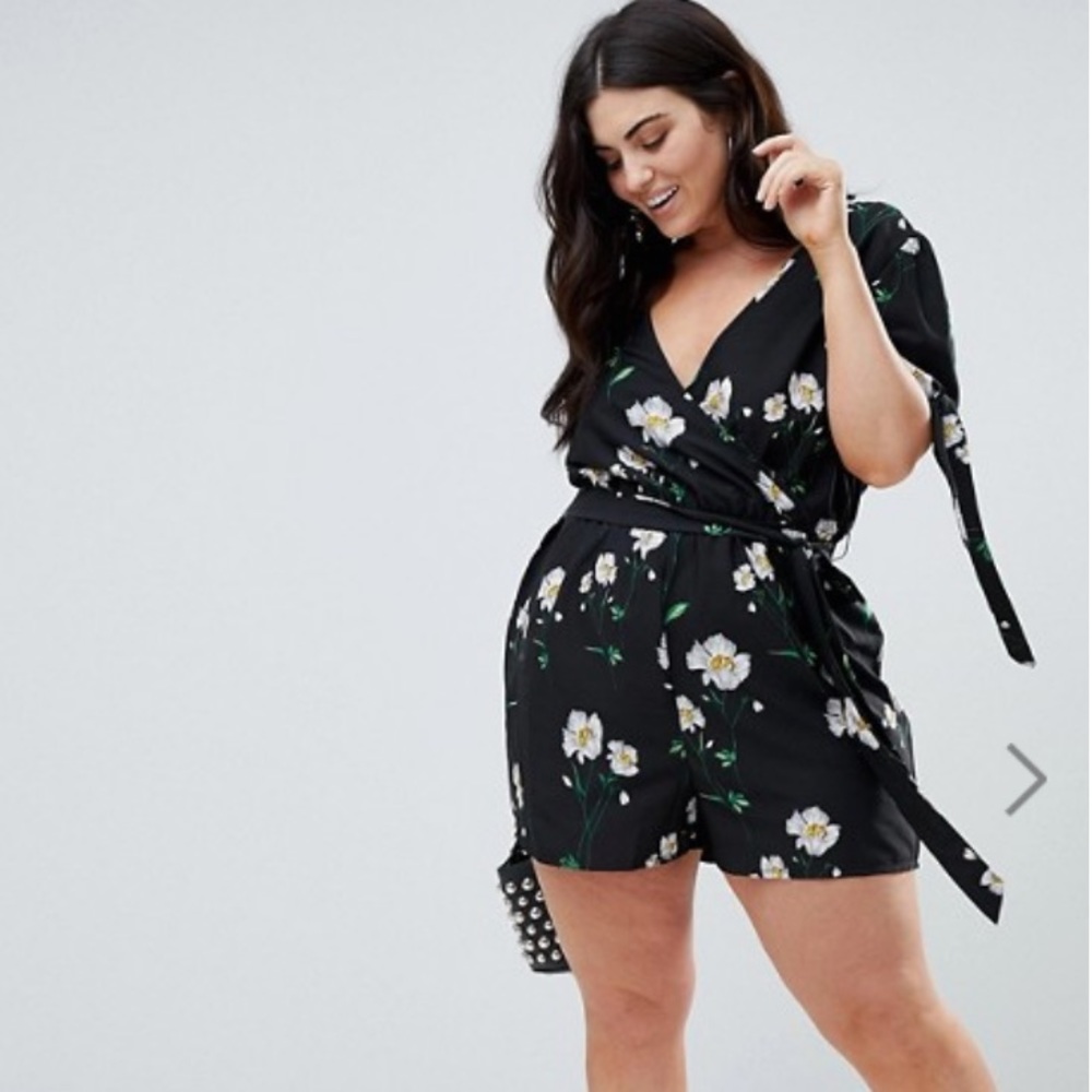 Asos Curve Floral Wrap Romper